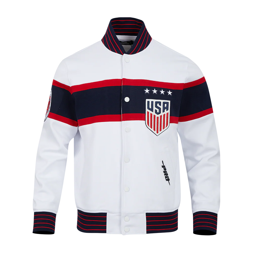 US SOCCER PRO GAME DAY MEN'S DOUBLE KNIT JACKET (WHITE/RED/MIDNIGHT NAVY) - Image 3