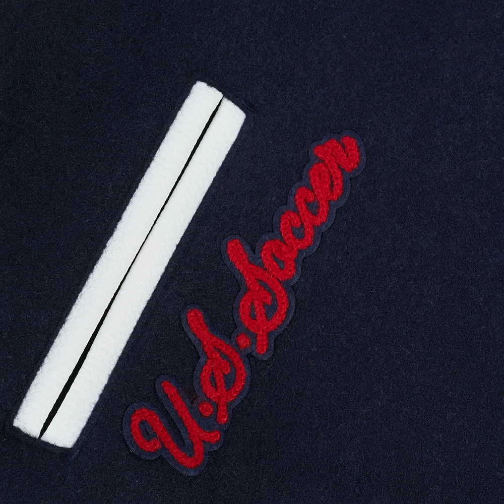 US SOCCER WNT LEGACY WOMEN'S CROPPED RIB WOOL VARSITY JACKET (MIDNIGHT NAVY/RED/MIDNIGHT NAVY) - Image 6