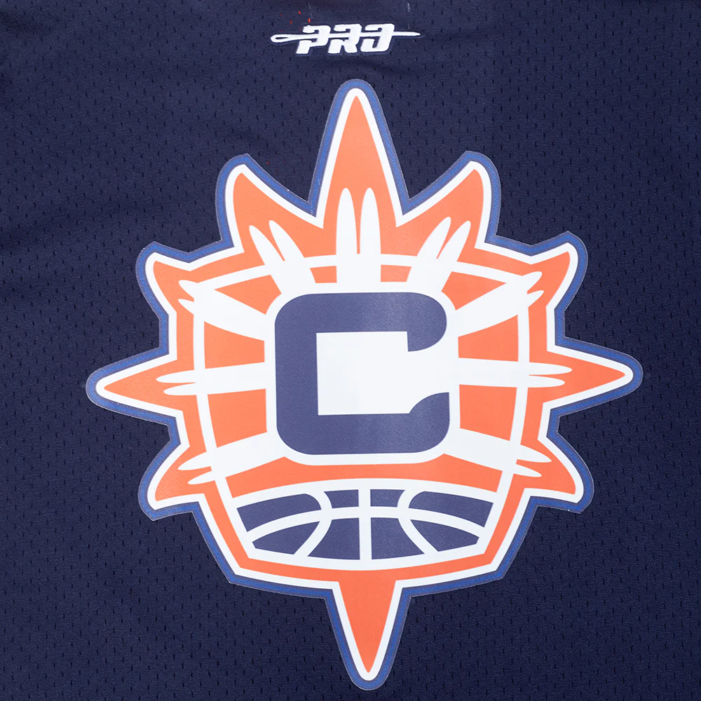 WNBA CONNECTICUT SUN MESH MEN'S BUTTON DOWN SHIRT (MIDNIGHT NAVY/ORANGE) - Image 5