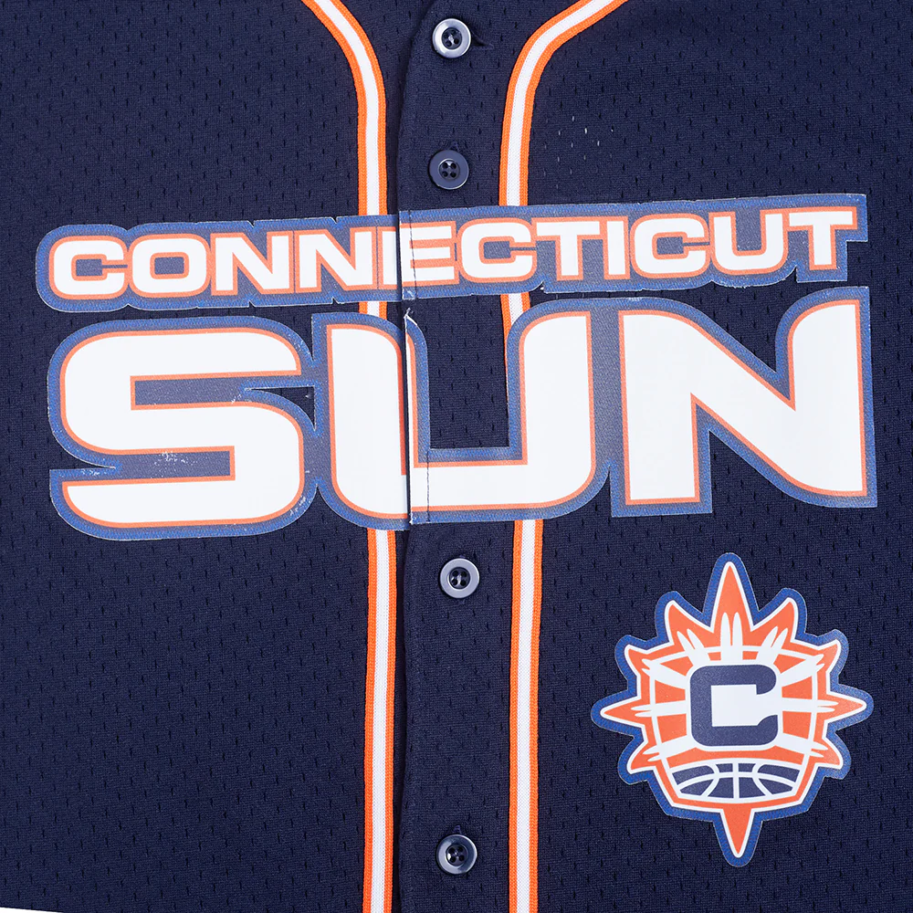 WNBA CONNECTICUT SUN MESH MEN'S BUTTON DOWN SHIRT (MIDNIGHT NAVY/ORANGE) - Image 6