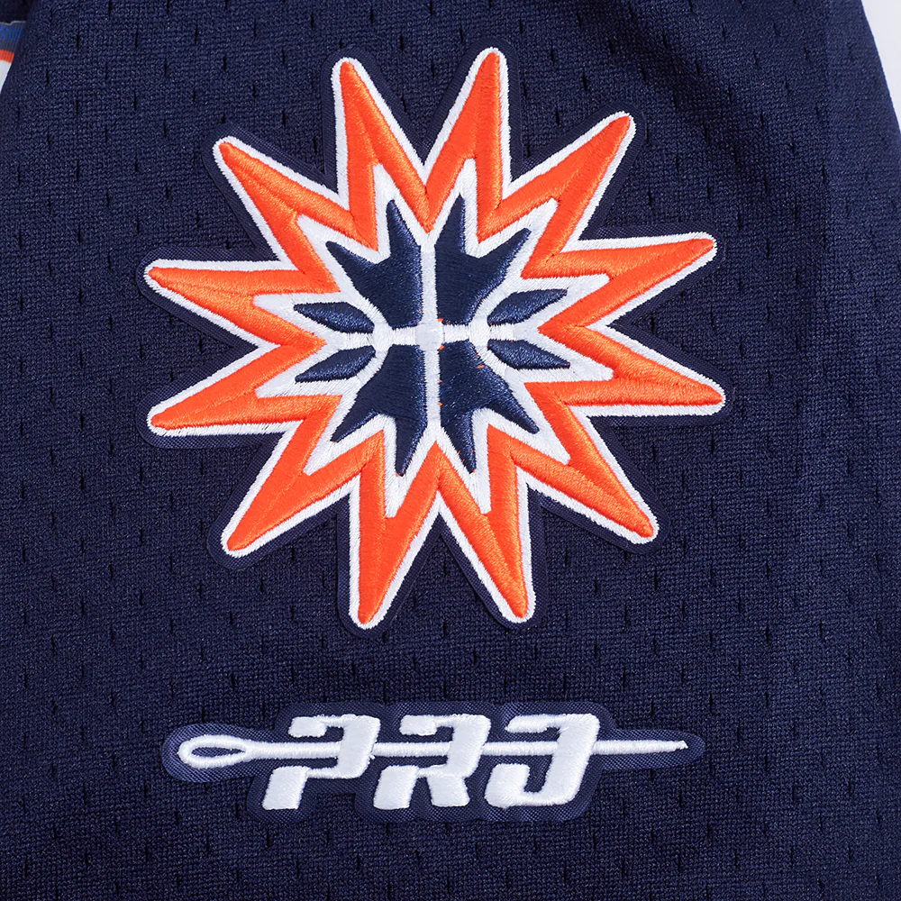 WNBA CONNECTICUT SUN MESH MEN'S BUTTON DOWN SHIRT (MIDNIGHT NAVY/ORANGE) - Image 9