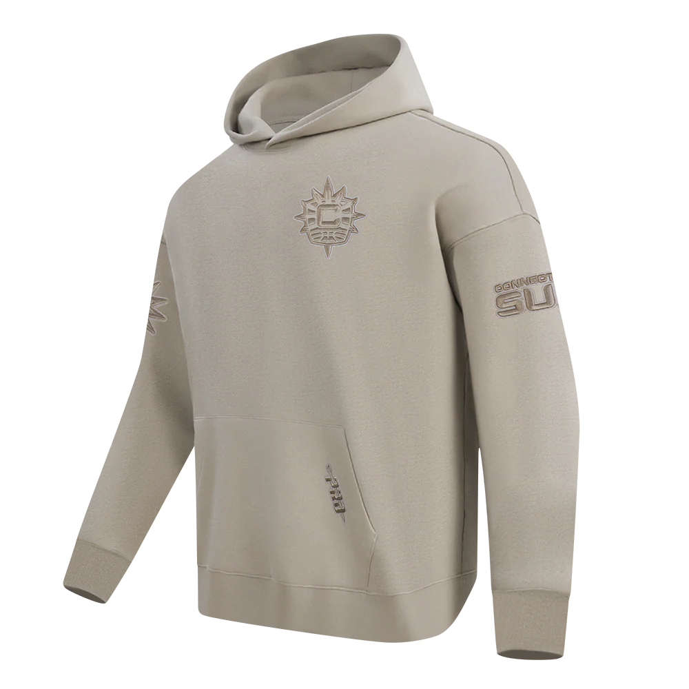 WNBA  	CONNECTICUT SUN NEUTRAL MEN'S DROP SHOULDER FLEECE PULLOVER HOODIE (TAUPE) - Image 4