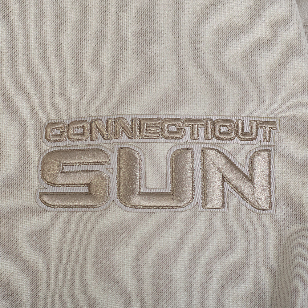 WNBA  	CONNECTICUT SUN NEUTRAL MEN'S DROP SHOULDER FLEECE PULLOVER HOODIE (TAUPE) - Image 8