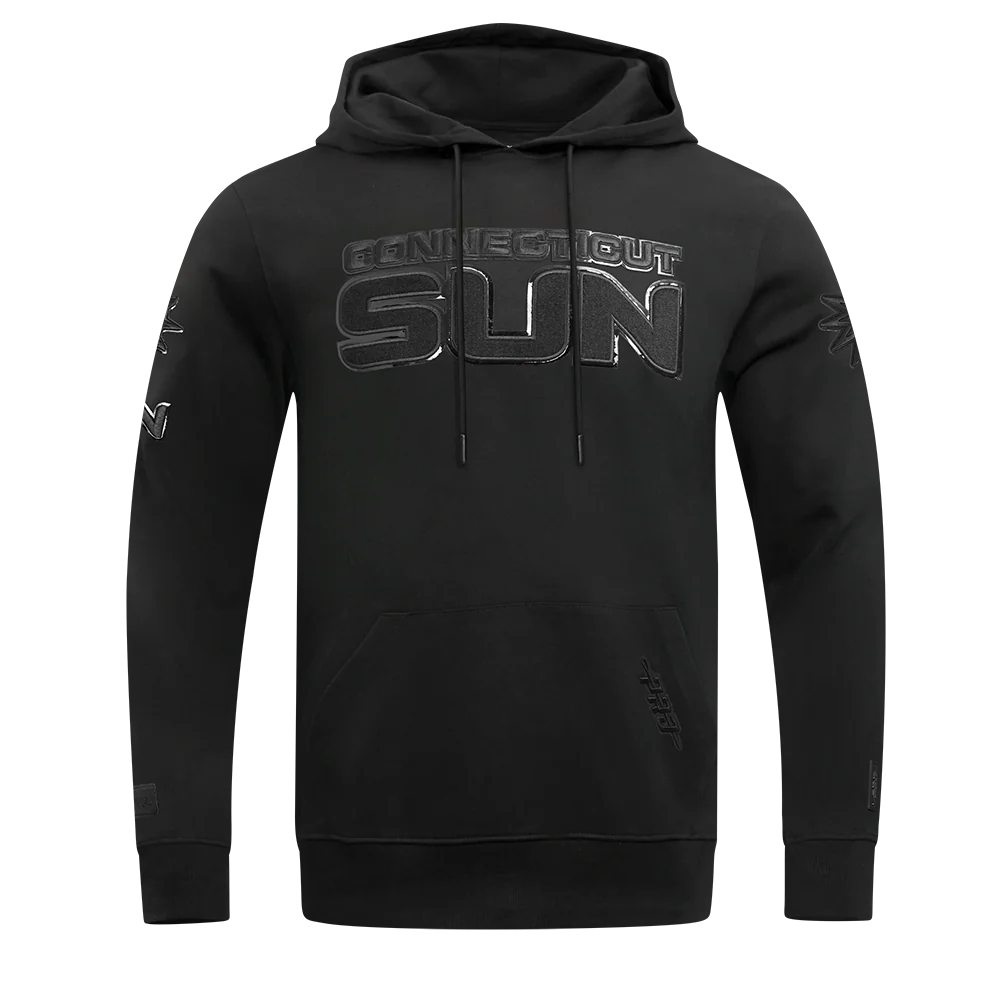 WNBA CONNECTICUT SUN TRIPLE BLACK MEN'S DOUBLE KNIT PULLOVER HOODIE (BLACK)