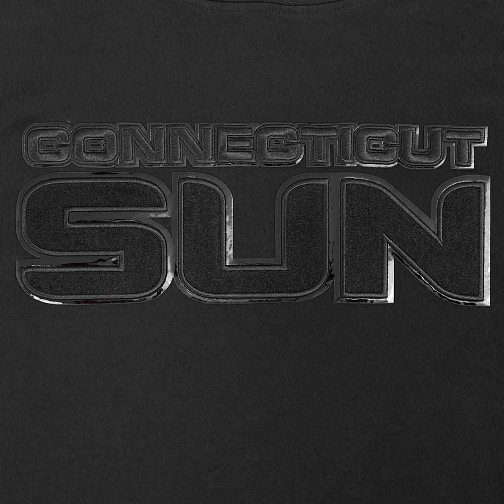 WNBA CONNECTICUT SUN TRIPLE BLACK MEN'S DOUBLE KNIT PULLOVER HOODIE (BLACK) - Image 6