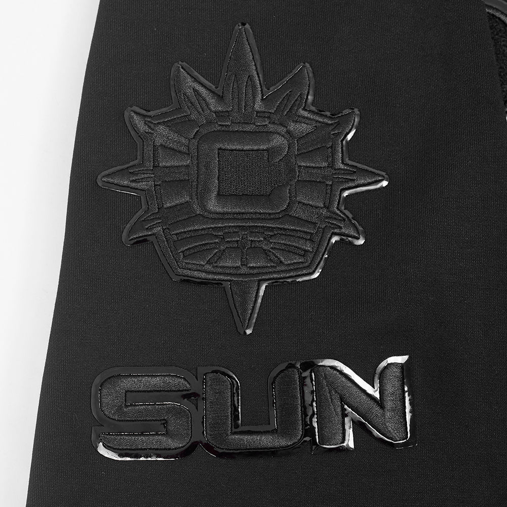 WNBA CONNECTICUT SUN TRIPLE BLACK MEN'S DOUBLE KNIT PULLOVER HOODIE (BLACK) - Image 8