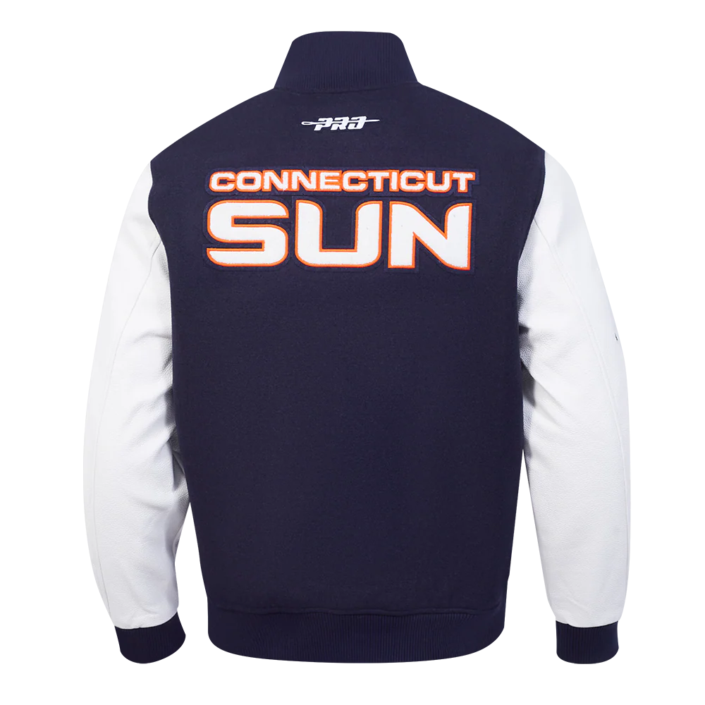 WNBA  CONNECTICUT SUN CLASSIC CHENILLE MEN'S WOOL VARSITY JACKET (MIDNIGHT NAVY/WHITE) - Image 3