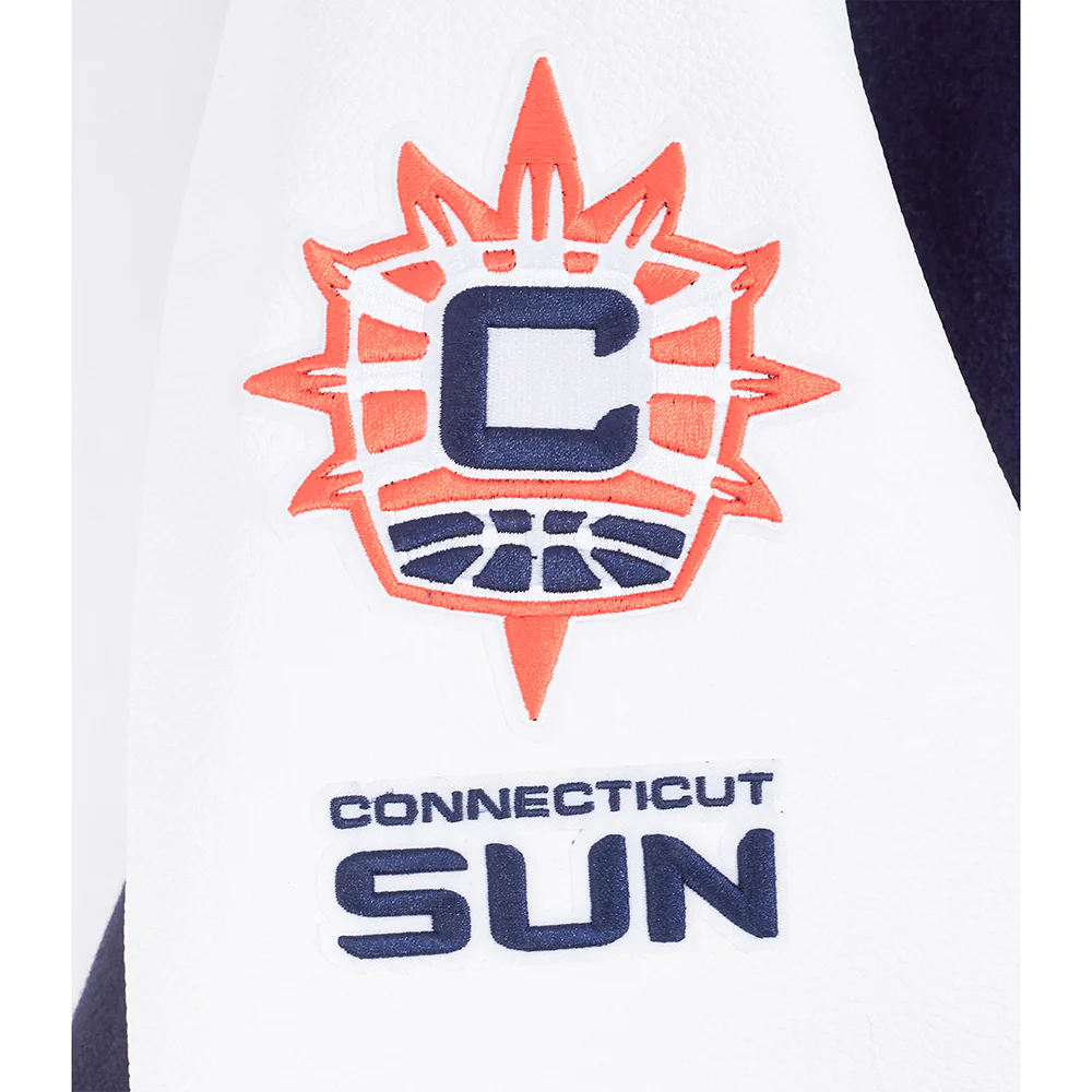 WNBA  CONNECTICUT SUN CLASSIC CHENILLE MEN'S WOOL VARSITY JACKET (MIDNIGHT NAVY/WHITE) - Image 8