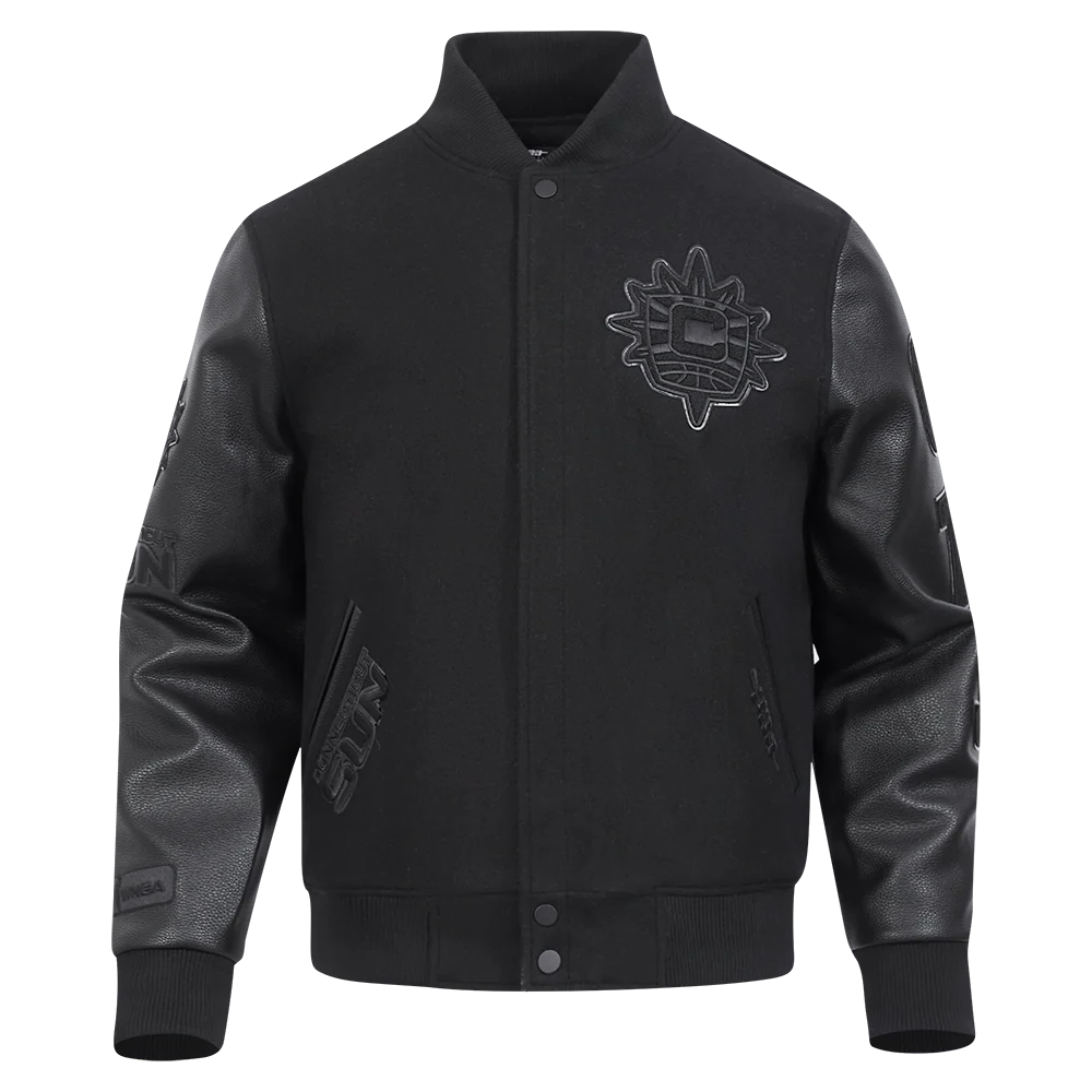 WNBA  CONNECTICUT SUN TRIPLE BLACK MEN'S WOOL VARSITY JACKET (JET BLACK)
