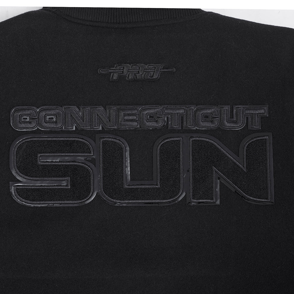 WNBA  CONNECTICUT SUN TRIPLE BLACK MEN'S WOOL VARSITY JACKET (JET BLACK) - Image 11