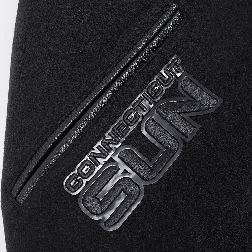 WNBA  CONNECTICUT SUN TRIPLE BLACK MEN'S WOOL VARSITY JACKET (JET BLACK) - Image 5
