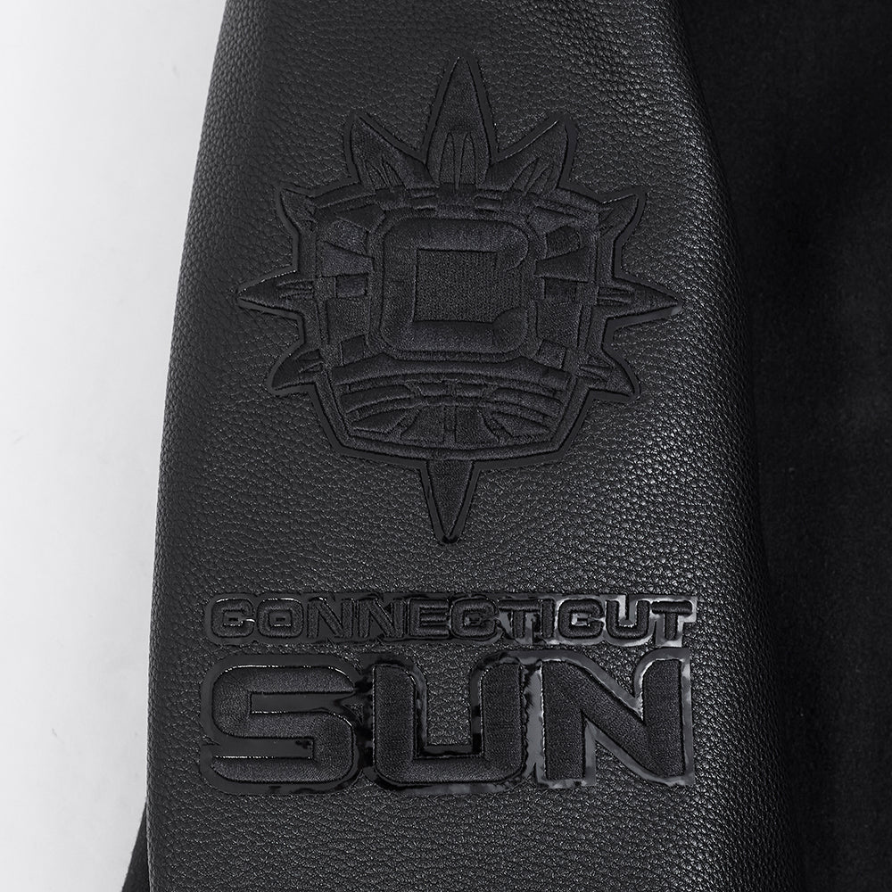 WNBA  CONNECTICUT SUN TRIPLE BLACK MEN'S WOOL VARSITY JACKET (JET BLACK) - Image 9