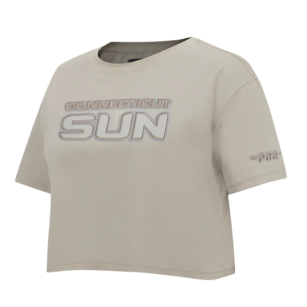 WNBA  CONNECTICUT SUN NEUTRAL WOMEN'S SINGLE JERSEY BOXY TEE (TAUPE) - Image 4