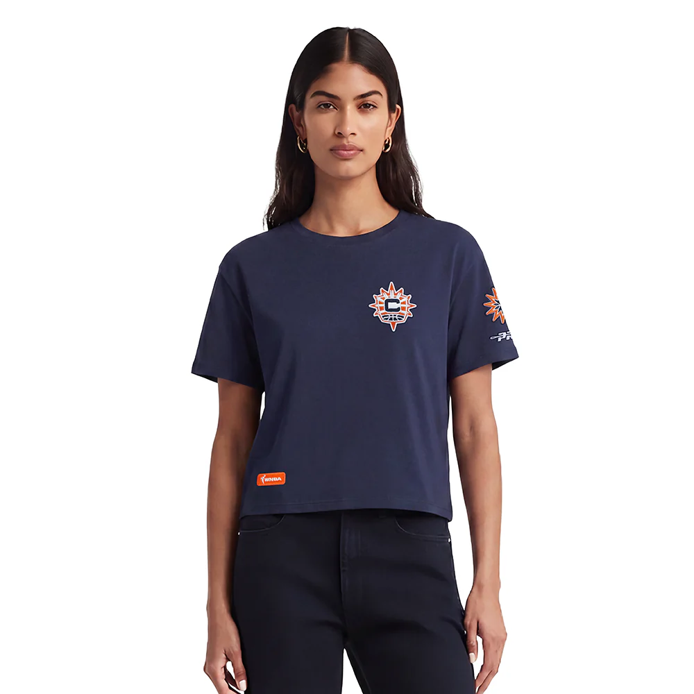 WNBA CONNECTICUT SUN CLASSIC ESSENTIALS WOMEN'S SINGLE JERSEY BOXY TEE (MIDNIGHT NAVY)