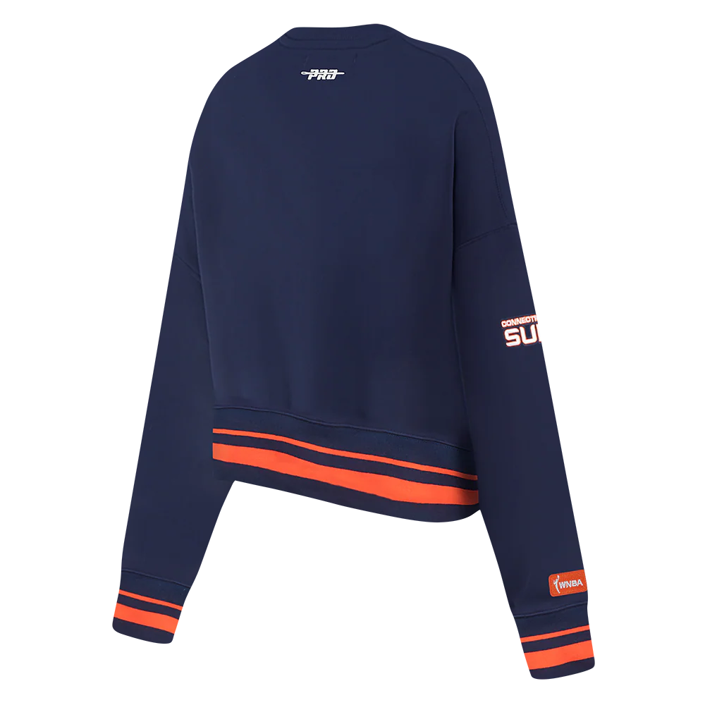 WNBA CONNECTICUT SUN RETRO CLASSICS WOMEN'S RIB FLEECE CREWNECK (MIDNIGHT NAVY/ORANGE/MIDNIGHT NAVY) - Image 4