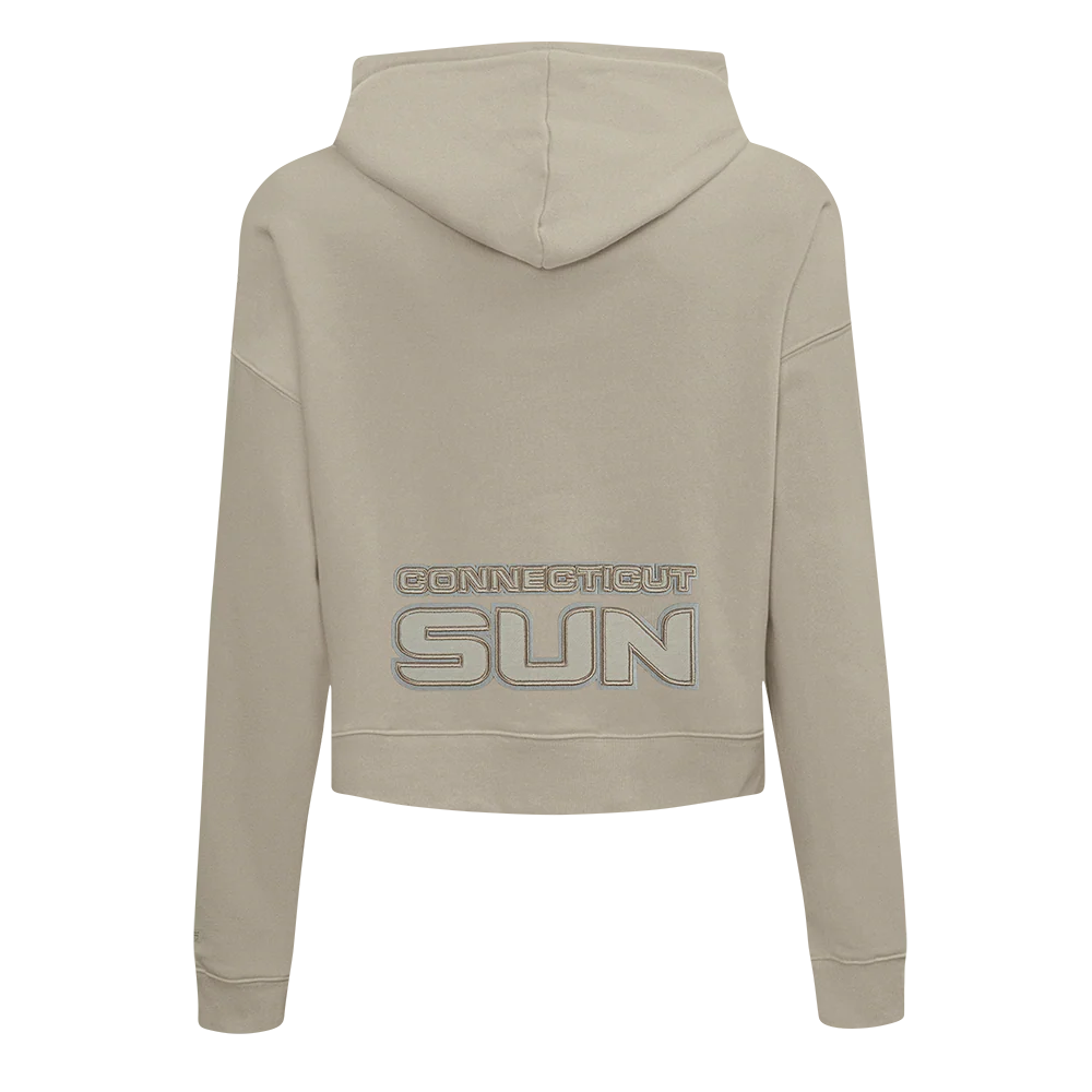 WNBA  CONNECTICUT SUN NEUTRAL WOMEN'S FLEECE CROPPED PULLOVER HOODIE (TAUPE) - Image 3
