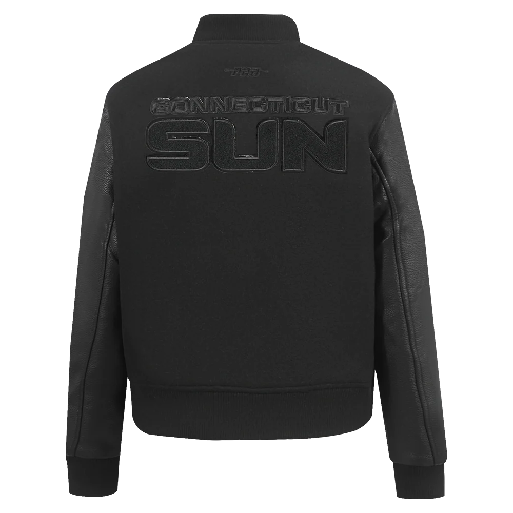 WNBA  	CONNECTICUT SUN TRIPLE BLACK WOMEN'S RIB WOOL VARSITY JACKET (JET BLACK) - Image 3