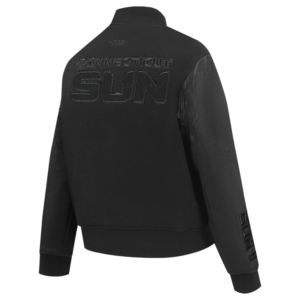 WNBA  	CONNECTICUT SUN TRIPLE BLACK WOMEN'S RIB WOOL VARSITY JACKET (JET BLACK) - Image 4