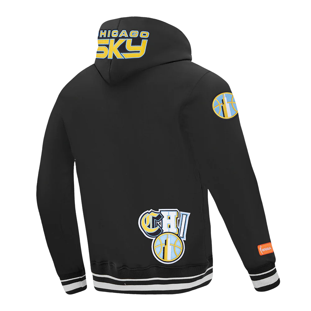 WNBA CHICAGO SKY CITY RANSOM MEN'S RIB FLEECE PULLOVER HOODIE (BLACK) - Image 4