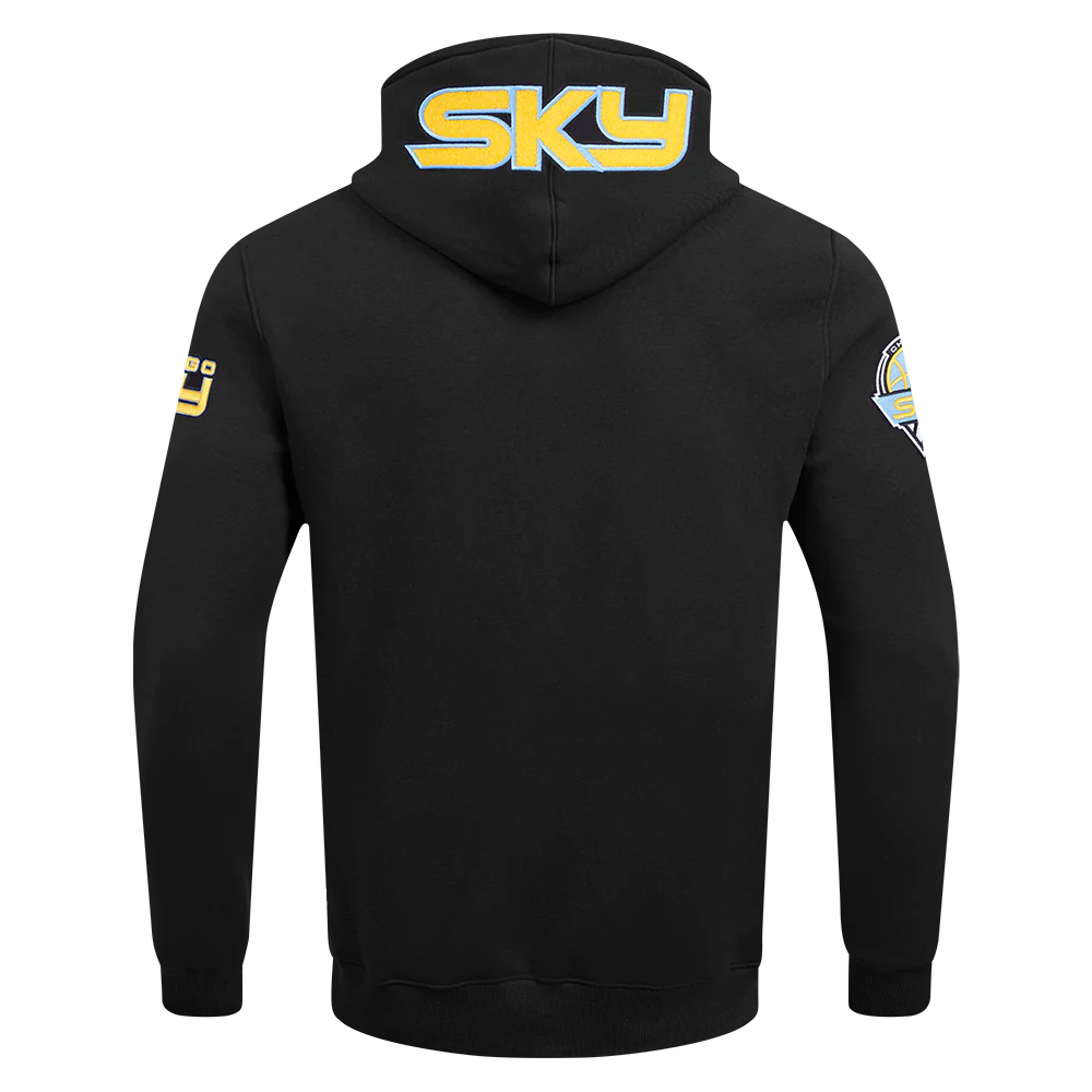 WNBA CHICAGO SKY CLASSIC CHENILLE MEN'S DOUBLE KNIT PULLOVER HOODIE (BLACK) - Image 5