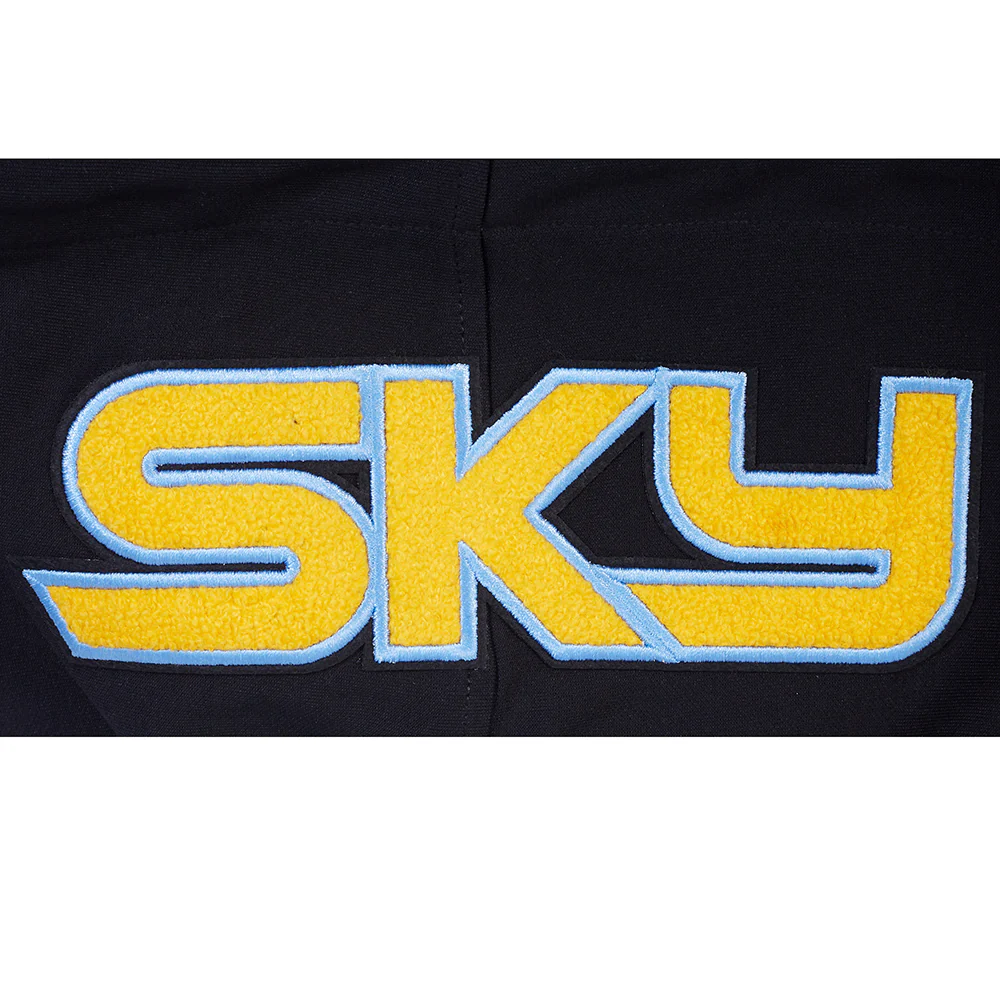 WNBA CHICAGO SKY CLASSIC CHENILLE MEN'S DOUBLE KNIT PULLOVER HOODIE (BLACK) - Image 7