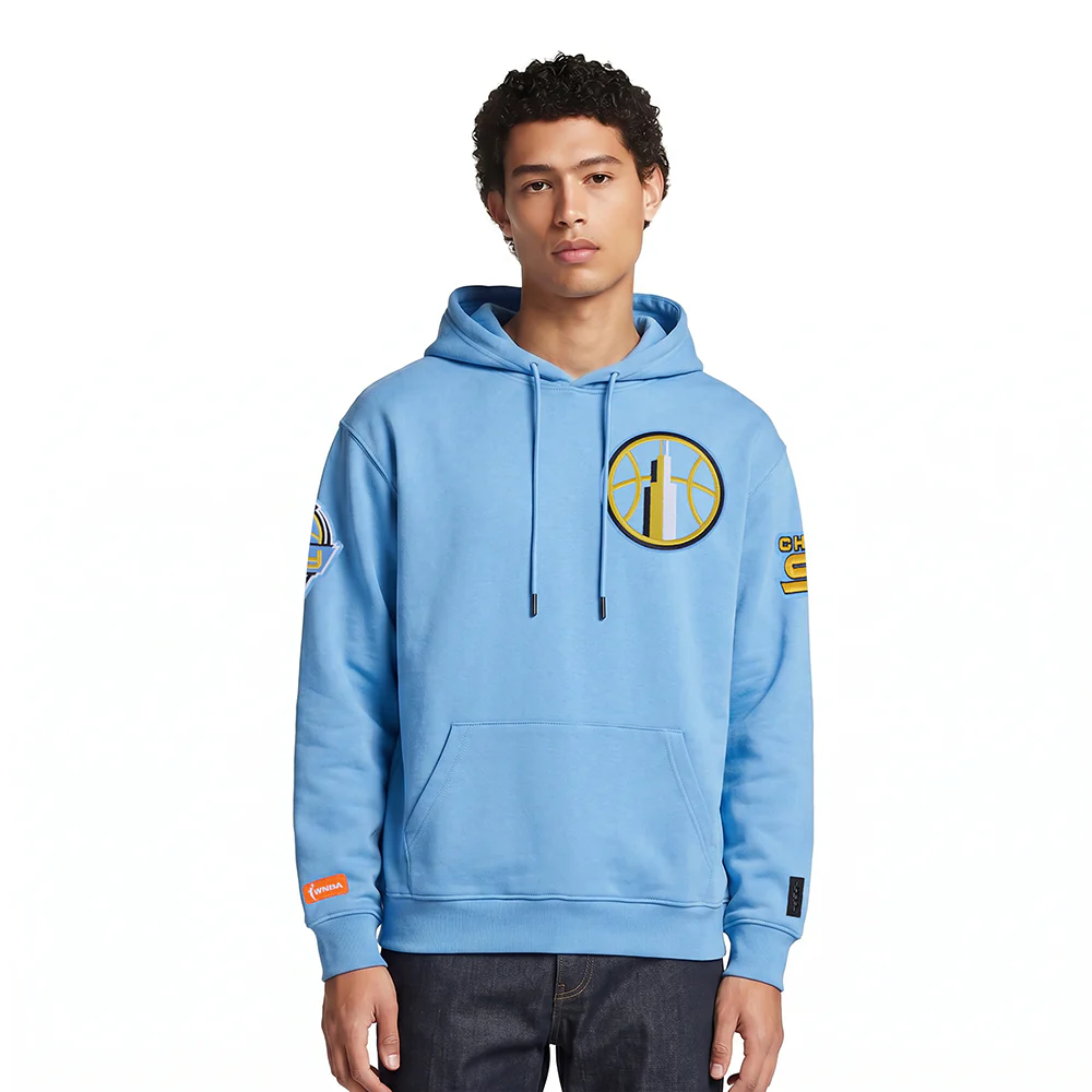 WNBA CHICAGO SKY CLASSIC CHENILLE MEN'S DOUBLE KNIT PULLOVER HOODIE (UNIVERSITY BLUE)