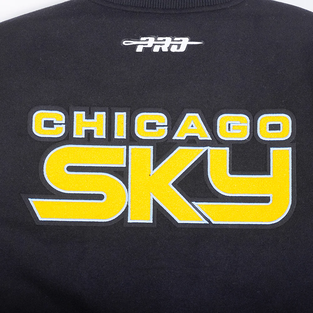 WNBA  CHICAGO SKY CLASSIC CHENILLE MEN'S WOOL VARSITY JACKET (BLACK/WHITE) - Image 11