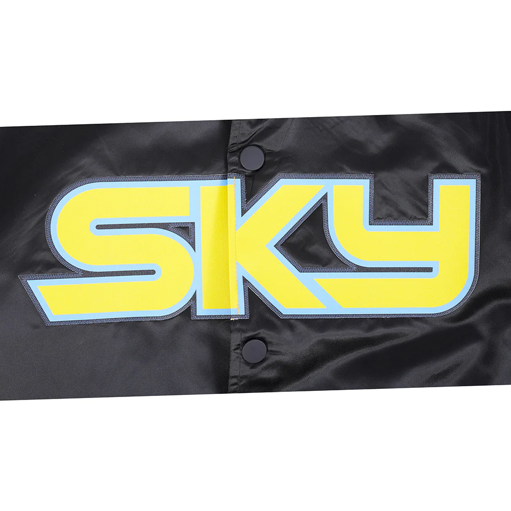 WNBA CHICAGO SKY CLASSIC CHENILLE MEN'S SATIN JACKET (BLACK) - Image 10