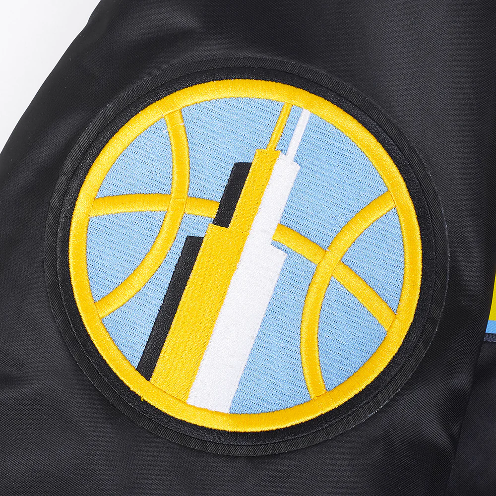 WNBA CHICAGO SKY CLASSIC CHENILLE MEN'S SATIN JACKET (BLACK) - Image 8