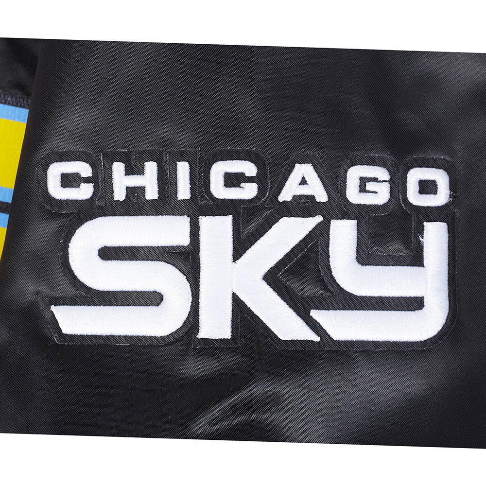 WNBA CHICAGO SKY CLASSIC CHENILLE MEN'S SATIN JACKET (BLACK) - Image 9