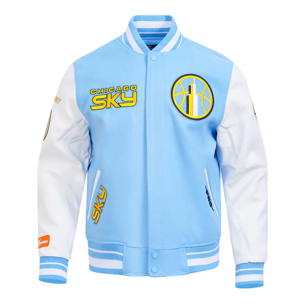 WNBA CHICAGO SKY RETRO CLASSICS MEN'S RIB WOOL VARSITY JACKET (UNIVERSITY BLUE/WHITE)
