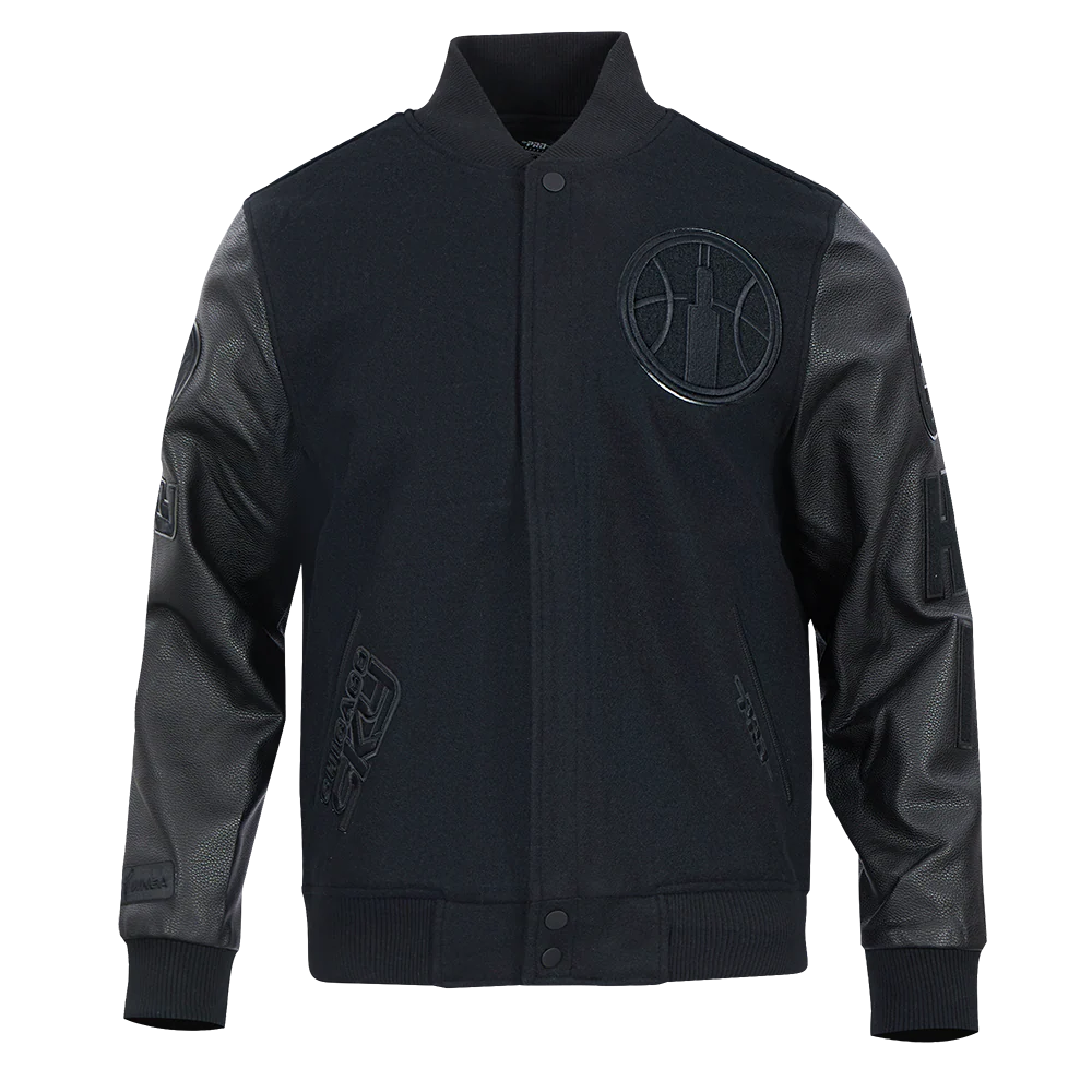 WNBA CHICAGO SKY TRIPLE BLACK MEN'S WOOL VARSITY JACKET (JET BLACK)