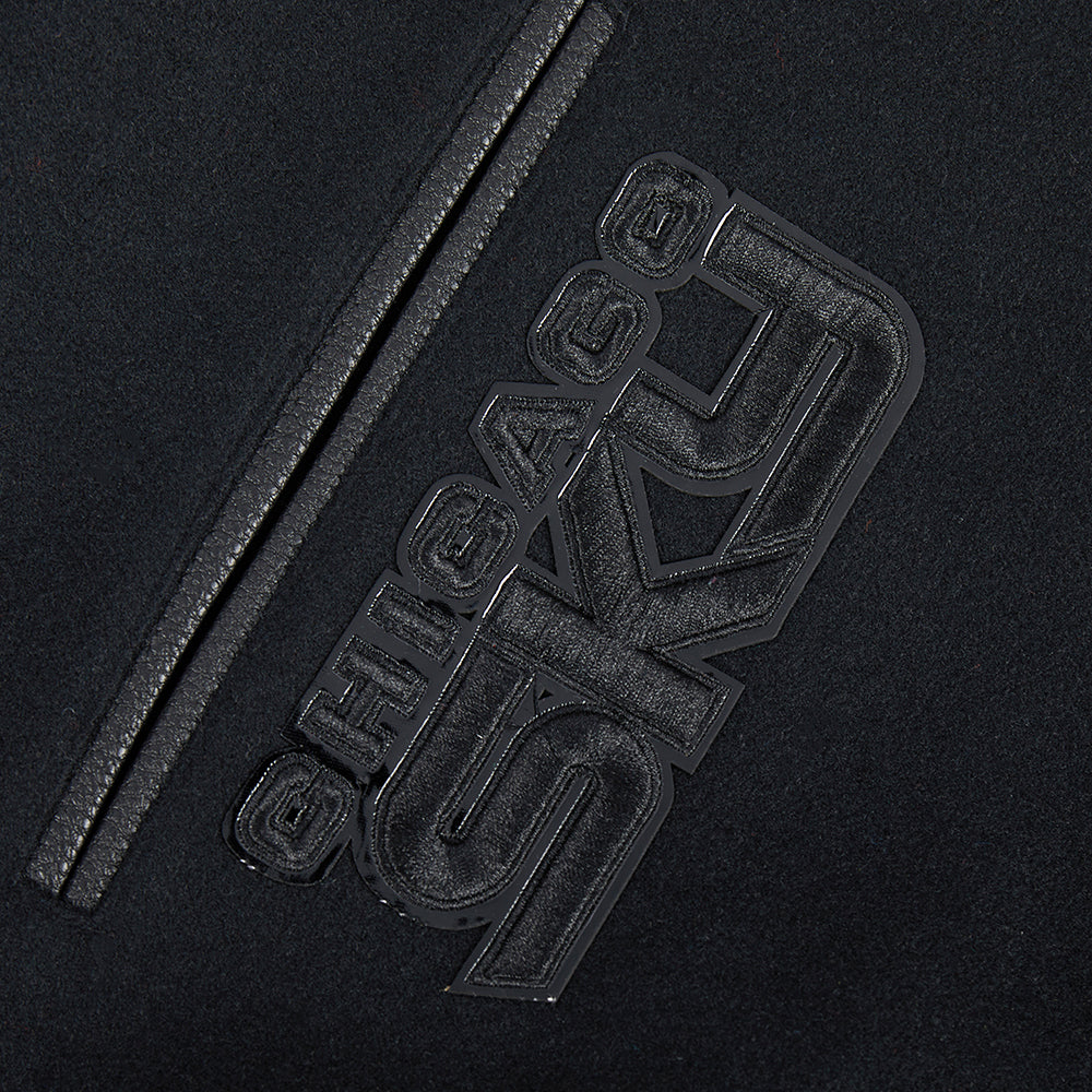 WNBA CHICAGO SKY TRIPLE BLACK MEN'S WOOL VARSITY JACKET (JET BLACK) - Image 11