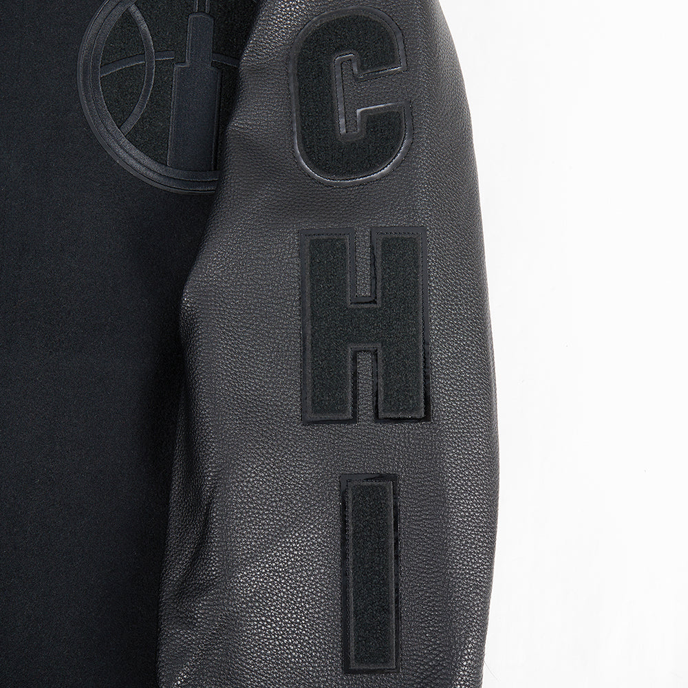 WNBA CHICAGO SKY TRIPLE BLACK MEN'S WOOL VARSITY JACKET (JET BLACK) - Image 6