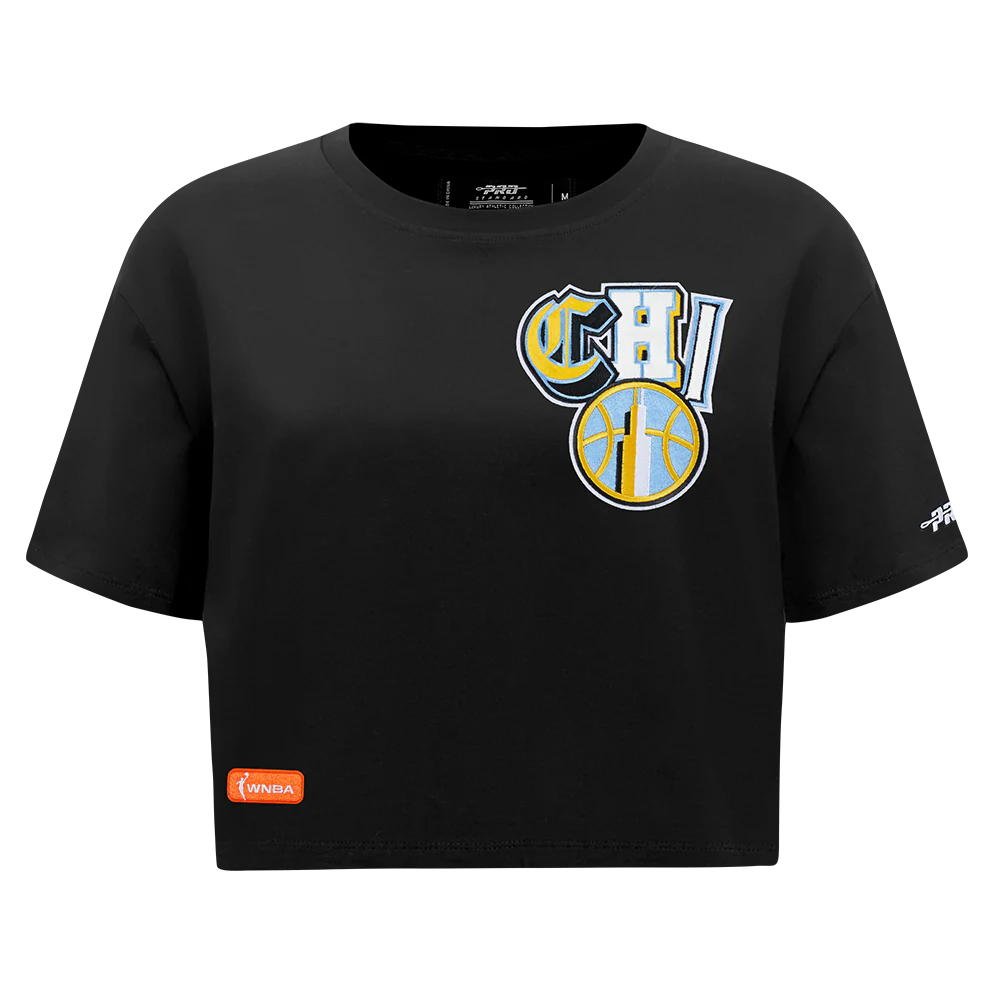 WNBA CHICAGO SKY CITY RANSOM WOMEN'S SINGLE JERSEY BOXY TEE (BLACK)