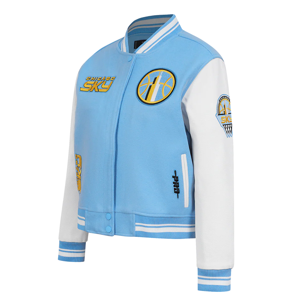 WNBA CHICAGO SKY RETRO CLASSICS WOMEN'S RIB WOOL VARSITY JACKET (UNIVERSITY BLUE/WHITE) - Image 2