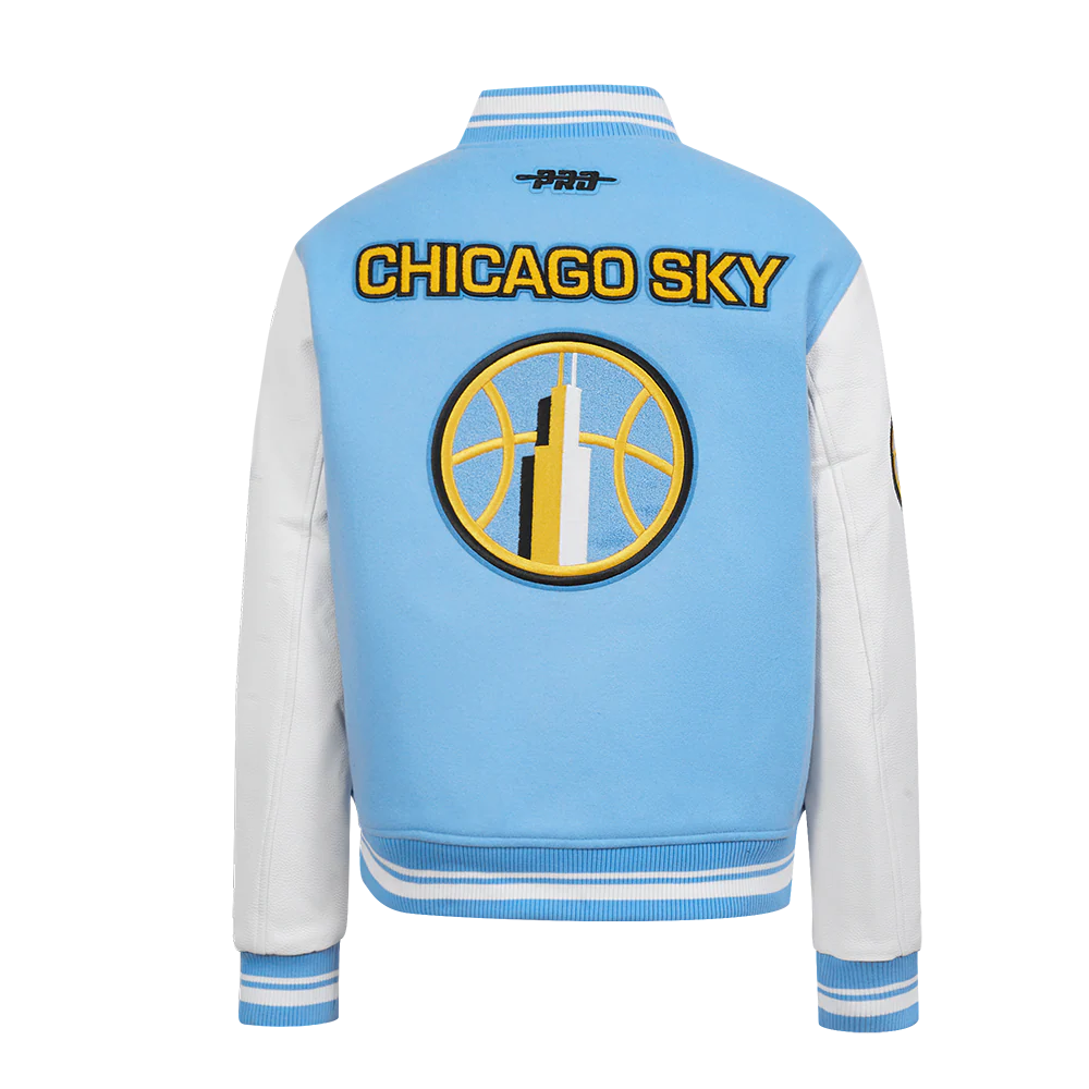 WNBA CHICAGO SKY RETRO CLASSICS WOMEN'S RIB WOOL VARSITY JACKET (UNIVERSITY BLUE/WHITE) - Image 3