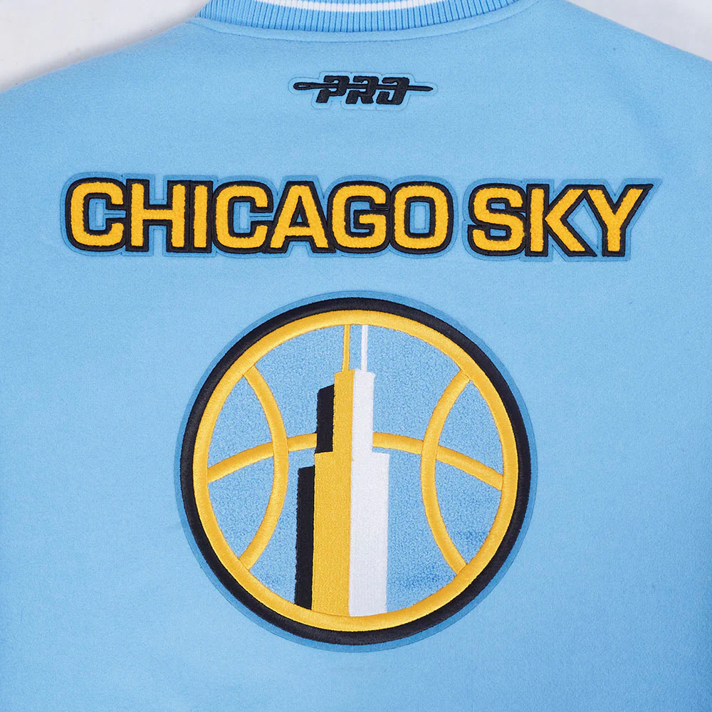 WNBA CHICAGO SKY RETRO CLASSICS WOMEN'S RIB WOOL VARSITY JACKET (UNIVERSITY BLUE/WHITE) - Image 5