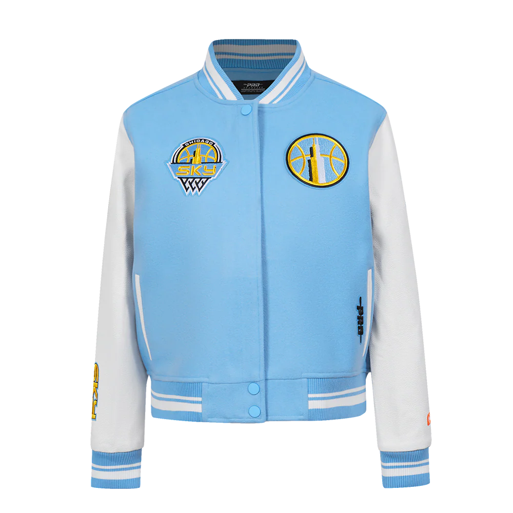 WNBA CHICAGO SKY CLASSIC ESSENTIALS WOMEN'S WOOL VARSITY JACKET (UNIVERSITY BLUE/WHITE)