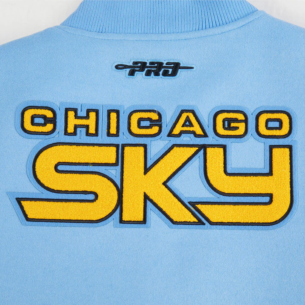 WNBA CHICAGO SKY CLASSIC ESSENTIALS WOMEN'S WOOL VARSITY JACKET (UNIVERSITY BLUE/WHITE) - Image 5