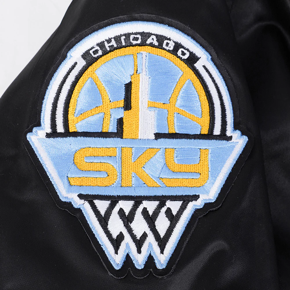 WNBA CHICAGO SKY JEWELS WOMEN'S SATIN JACKET (BLACK) - Image 6