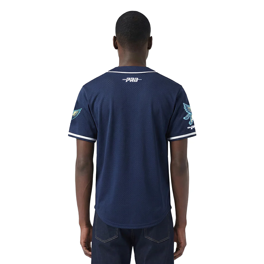 WNBA DALLAS WINGS MESH MEN'S BUTTON DOWN SHIRT (MIDNIGHT NAVY) - Image 2