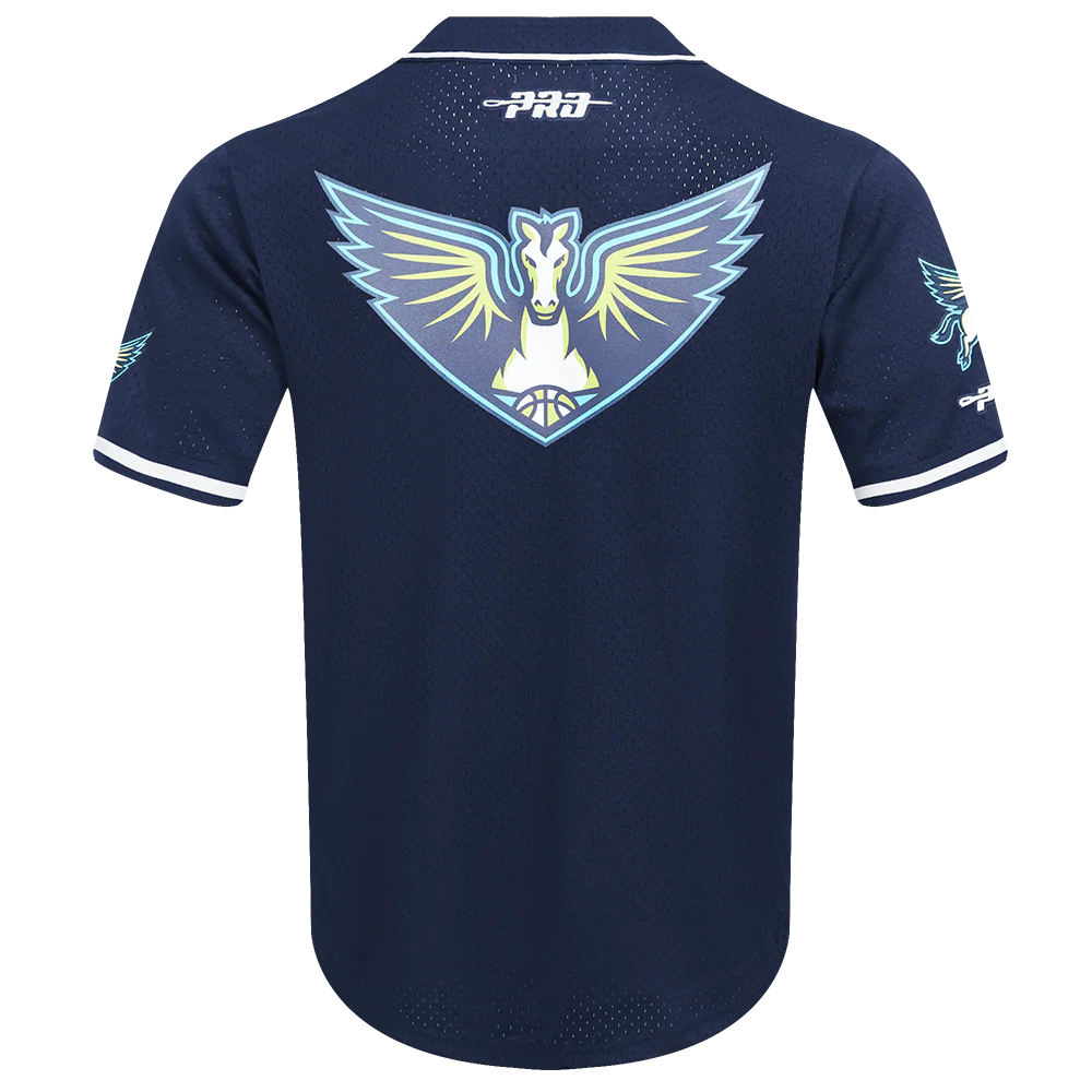 WNBA DALLAS WINGS MESH MEN'S BUTTON DOWN SHIRT (MIDNIGHT NAVY) - Image 7