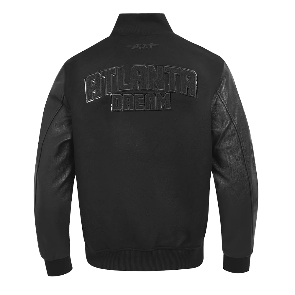 WNBA DALLAS WINGS TRIPLE BLACK MEN'S WOOL VARSITY JACKET (JET BLACK) - Image 3