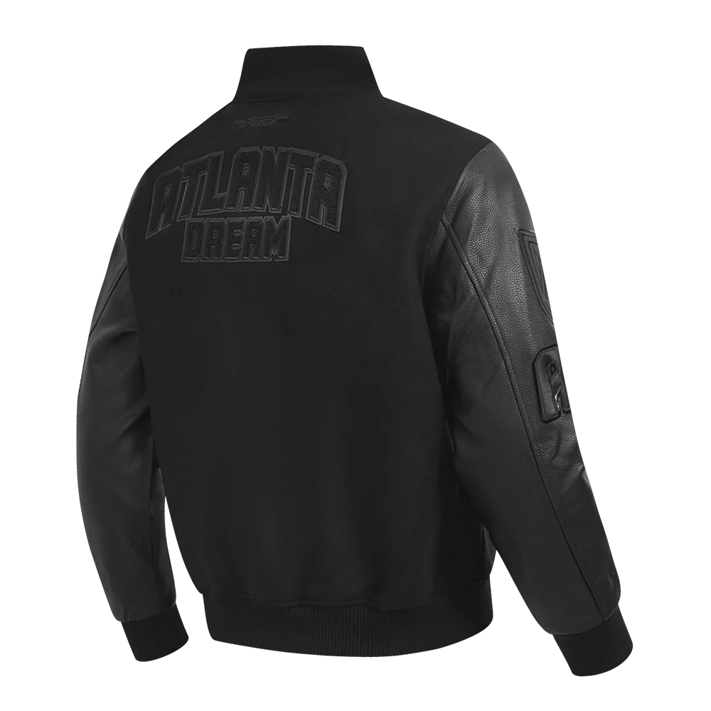 WNBA DALLAS WINGS TRIPLE BLACK MEN'S WOOL VARSITY JACKET (JET BLACK) - Image 4