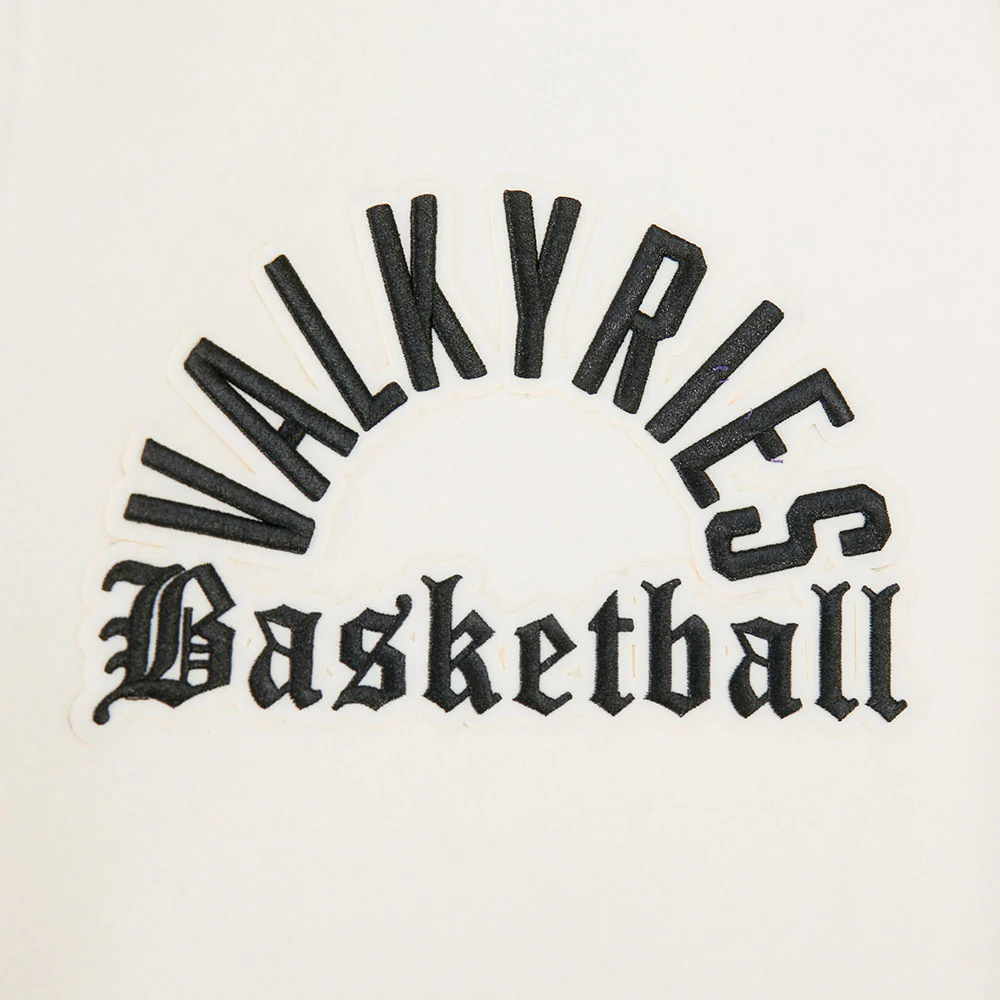 WNBA GOLDEN STATE VALKYRIES MODERN ORIGINALS MEN'S RIB WOOL VARSITY JACKET (EGGSHELL/ BLACK) - Image 8