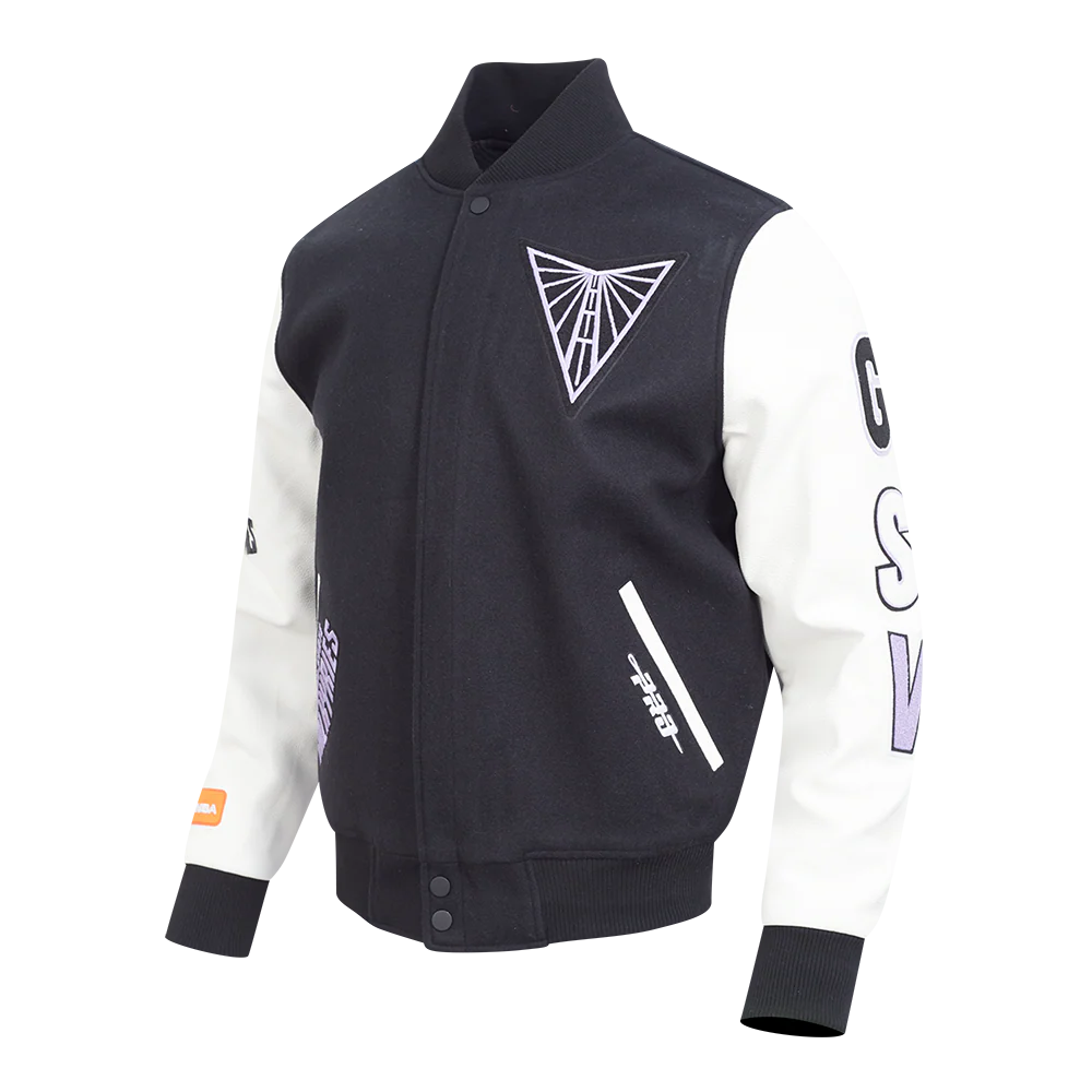 WNBA GOLDEN STATE VALKYRIES CLASSIC CHENILLE MEN'S WOOL VARSITY JACKET (BLACK/WHITE) - Image 2