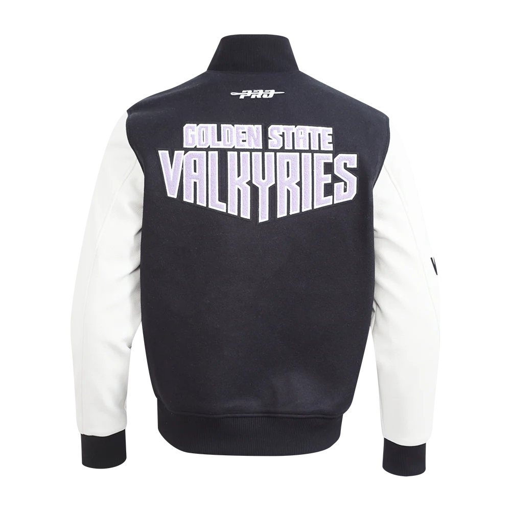 WNBA GOLDEN STATE VALKYRIES CLASSIC CHENILLE MEN'S WOOL VARSITY JACKET (BLACK/WHITE) - Image 3