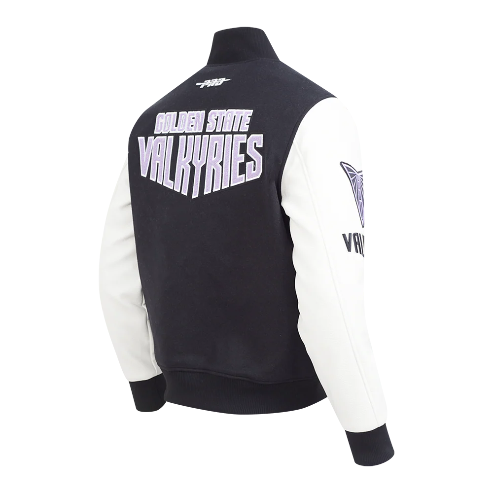 WNBA GOLDEN STATE VALKYRIES CLASSIC CHENILLE MEN'S WOOL VARSITY JACKET (BLACK/WHITE) - Image 4