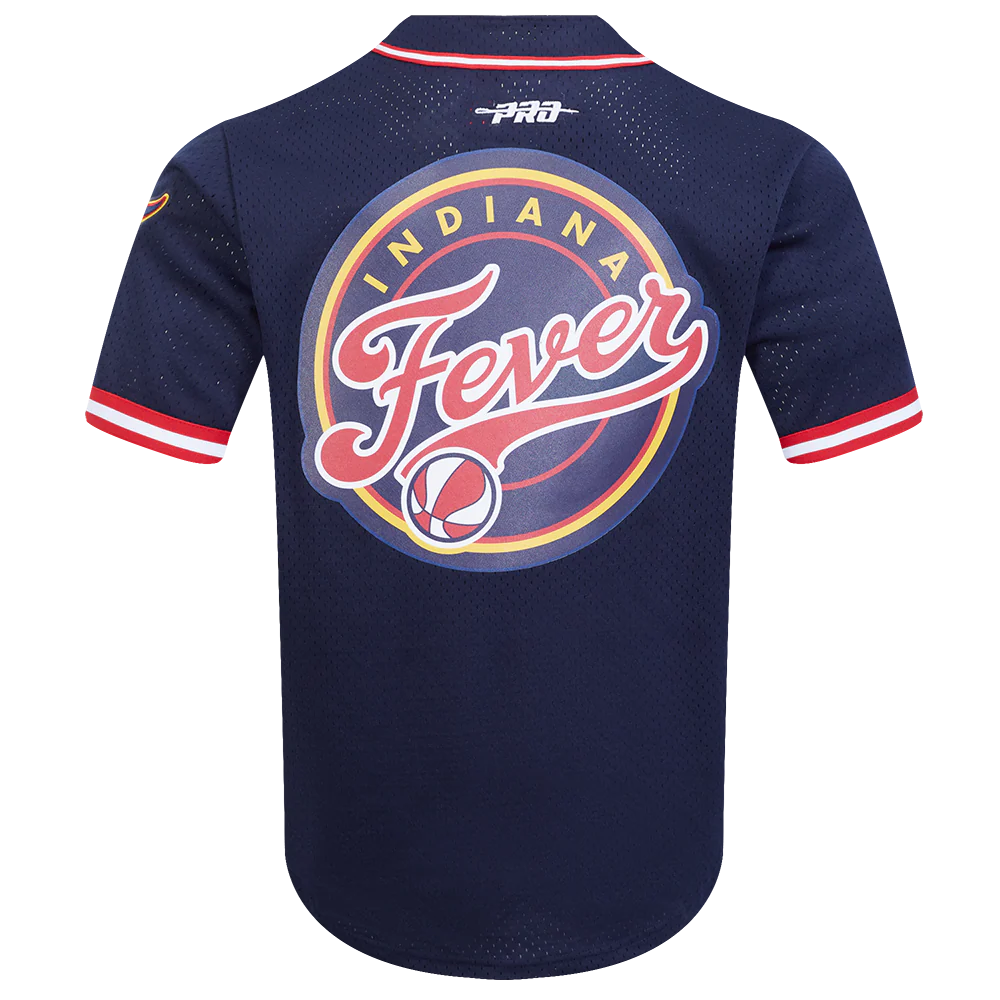 WNBA INDIANA FEVER MESH MEN'S BUTTON DOWN SHIRT (MIDNIGHT NAVY/RED) - Image 3